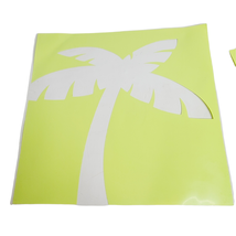 Palm Tree Cut Out Placemats Laminated 8 Piece Set Green Yellow 15&quot; Square - £11.85 GBP