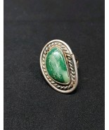 Vintage Artisan LARGE Southwestern Green Turquoise Sterling Silver Ring ... - $913.81 MXN