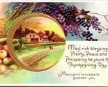 Vtg Postale Clapsaddle Artiste Signé Estampé Doré Thanksgiving Jour Bles... - $11.23