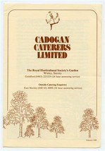 Cadogan Caterers Ltd Menu Royal Horticultural Society Garden Wisley Surrey 1982 - £14.24 GBP