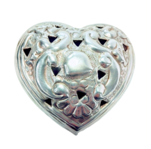 Reticulated Metal Pomander Potpourri Heart Polished, 4&quot; x 4&quot; x 3&quot; Excellent Cond - £9.46 GBP