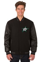 NHL Dallas Stars Wool Leather Reversible Jacket Front Patch Logos Black JHD - £175.63 GBP