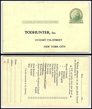 US Postal Card - Todhunter Inc, New York City U3 - £2.33 GBP