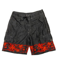 No Boundaries Men Size 34 (Measure 31x8) Black/Red Floral Board Shorts - £8.45 GBP