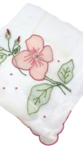Vtg Handkerchief Hankie Raised Applique Embroidered Floral Romantic Whit... - £14.55 GBP