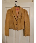 WOMAN&#39;S MS. PIONEER SHORT CROP TAN SUEDE LEATHER JACKET SIZE 12 - $39.55