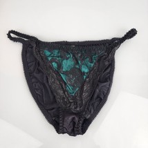 VTG 90s Victoria&#39;s Secret Shiny Nylon Lace String Bikini Panties L Large - £61.26 GBP