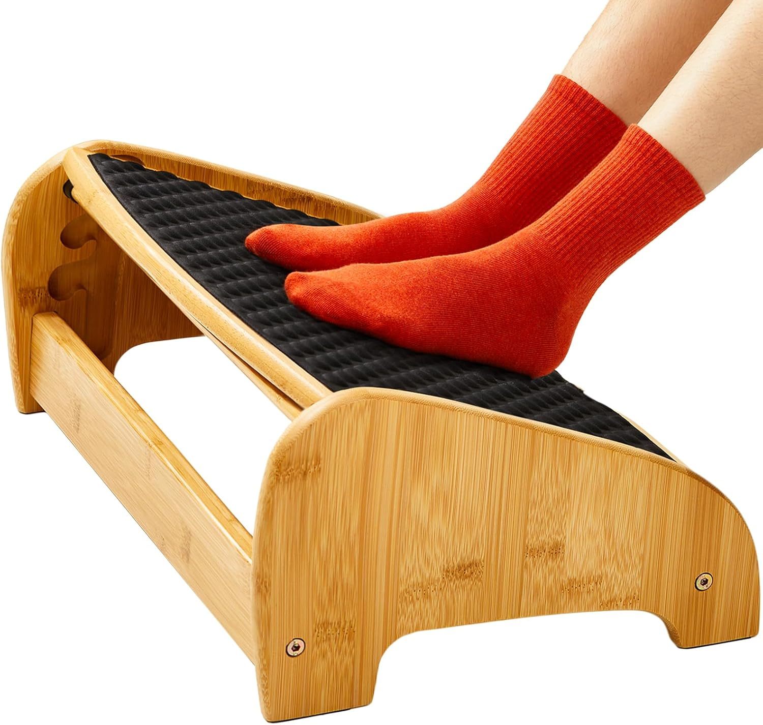 Huanuo Bamboo Foot Rest For Under Desk At Work, Ergonomic Foot Rest With... - $38.97