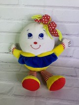 Vintage Bon Ton Toys White Egg Girl Clown Plush Stuffed Doll Yellow Blue Red Bow - £33.51 GBP