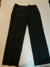 Alfani Womens Dress Career Pants Black Flat Front Slacks Size 10P 100% Wool - $22.76