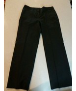 Alfani Womens Dress Career Pants Black Flat Front Slacks Size 10P 100% Wool - $31.12 CAD