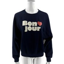 Old Navy Bon Jour Womens Graphic Sweatshirt Top Size M Navy Blue Pullove... - $544.82 MXN