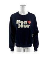 Old Navy Bon Jour Womens Graphic Sweatshirt Top Size M Navy Blue Pullove... - $41.46 CAD
