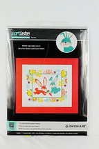 Zweigart Artiste Counted Cross Stitch Bunnies Rabbit Flowers Needle Art Kit - £19.08 GBP