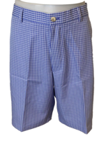 Peter Millar Blue and White Checked Flat Front Shorts Size 36 - €12,20 EUR