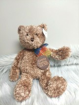 VTG GUND Bearessence Brown Teddy Bear Rainbow Bow 16&quot; Tall Plush w/ Tags 4890 - £13.97 GBP