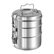 Lunch Box stainless tiffin steel Food 3 Tier Compartment for men kids women - £38.16 GBP