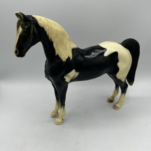 Primary image for Breyer Western Pony Glossy Black & White Pinto Toy 1950's No Saddle, Chain AS IS