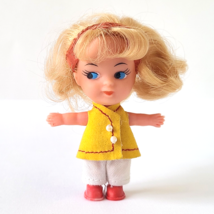 Vintage Liddle Kiddle Clone Doll &amp; Blue Case 3&quot; Mini Hong Kong Felt Outf... - $11.95