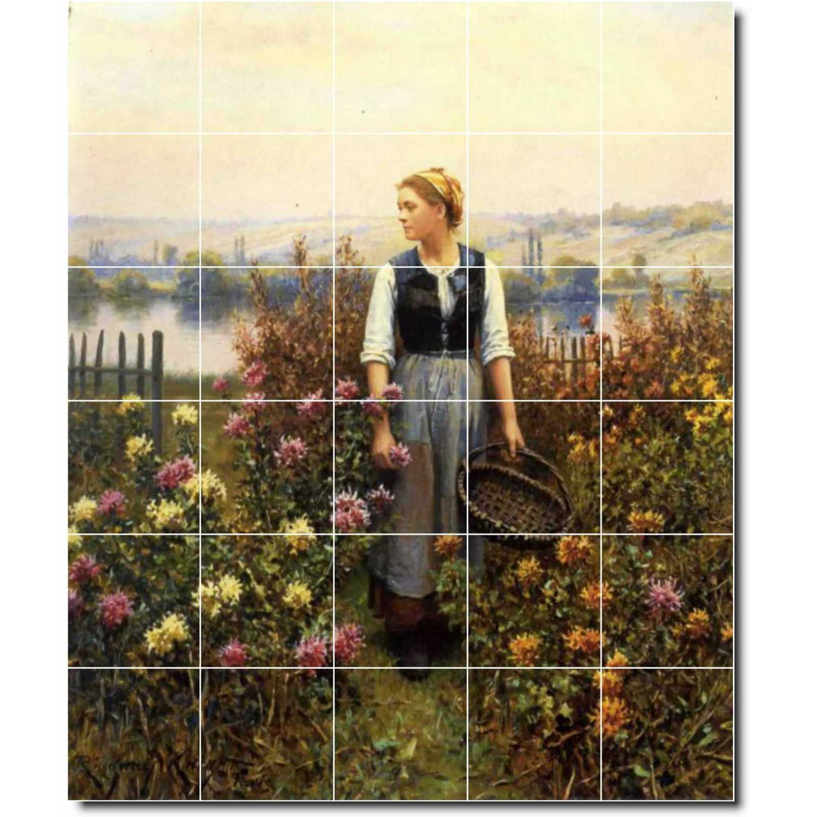 Knight daniel ridgway girl with a basket in a garden