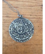 Vtg Sterling Silver 925 Mexico Aztec Mayan Incan Calendar Pendant 1.5&quot; N... - £98.32 GBP