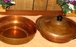 COPPER &amp; metal FRY PAN w/copper LID &amp; 1 BOWL - 2 pcs ttl (tupprwr) - $18.00
