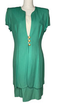 Vintage Julian Taylor Womens Green One Piece Jacket Dress Gold Buttons C... - $34.64