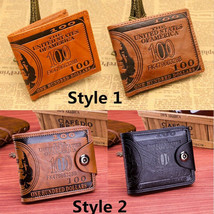 Men&#39;s US 100 Dollar Bill Leather Bifold Card Photo Holder Wallet Handbag... - £5.44 GBP+