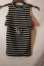 NWT Amy Byer Girls&#39; Popover Dress With Black and White Stripes Size X-Small - £16.94 GBP