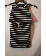 NWT Amy Byer Girls&#39; Popover Dress With Black and White Stripes Size X-Small - £16.89 GBP