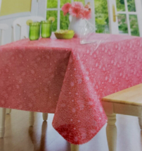Floral Tablecloth Oblong 60x84&quot; Farmhouse Country Chrysanthemum Red 100% PEVA - £7.03 GBP