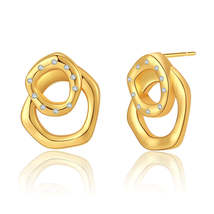 Cubic Zirconia &amp; 18K Gold-Plated Geometric Stack Stud Earrings - £11.07 GBP