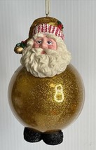 Santa Ornament CHRISTMAS Ball Glitter Holiday Claus Gold Fat Jolly St Ni... - $13.81