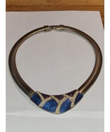 Vtg. TRIFARI Signed Faux Pearl , Purple Blue Enamel Gold Tone Omega Neck... - $84.26 CAD
