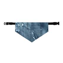 Distressed Blue Denim-Look: Edgy, Torn Fabric Design - Pet Bandana Collar - £18.44 GBP+