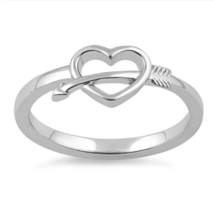 Cupid’s Size 7 Arrow Heart Ring Solid 925 Sterling Silver - £13.43 GBP