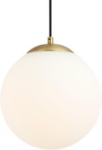 FOR PARTS-Light Society Zeno 1-Light Brass/White Globe Pendant Glass Sha... - $22.67