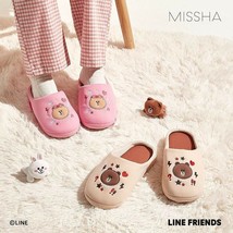 New Line Friends X Missha Indoor Non Slip House Shoes Slippers - Choco &amp; Brown - £22.05 GBP