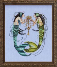 MD141 "The Twin Mermaids" Mirabilia Design Cross Stitch Chart With Embellishment - $94.04