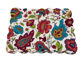 C&amp;F Home Placemat Set Floral Multicolor 6 Piece 100% Cotton Quilted Scal... - $37.62