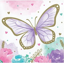 Golden Butterfly Beverage Napkins, 16 ct - £11.98 GBP