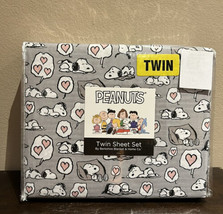 P EAN Uts Twin Sheet Set Sleepy Snoopy Woodstock Valentine’s Day Love Pink Heart - £27.48 GBP