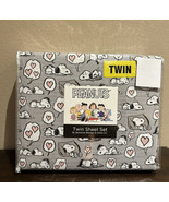 PEANUTS Twin SHEET SET Sleepy Snoopy Woodstock Valentine’s Day Love Pink... - £27.34 GBP