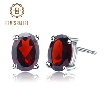 Gem&#39;s Ballet 5*7mm 2.00Ct Oval Natural Red Garnet Gemstone Stud Earrings Genuine - £20.95 GBP
