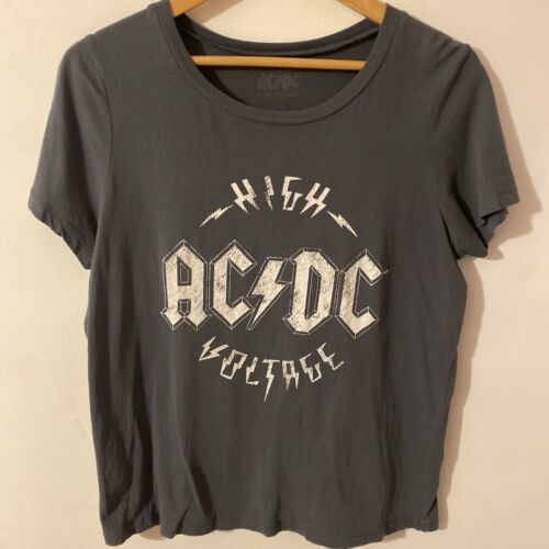 Primary image for ACDC Women’s High Voltage Charcoal Gray T-shirt size L
