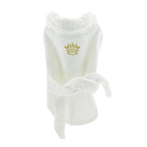 Doggie Design White Cotton Terry Cloth Dog Bathrobe with Gold Crown XS-XL - $570.03 MXN