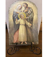 Holy Family Arched Tile Plaque with metal stand, New #AB-189 - $69.95