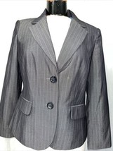 Ann Taylor Women&#39;s Blazer Gray Pinstriped Size 10 P - £29.67 GBP