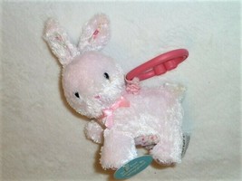 Carters 5&quot; Stuffed Plush Pink Bunny Rabbit Floral Baby Clip on Ring Link... - £27.21 GBP