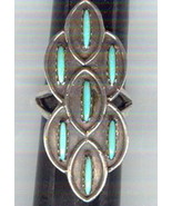Seven (7) Turquoise Cabochons Set in Sterling Silver, Size 5 Ring - €81,93 EUR